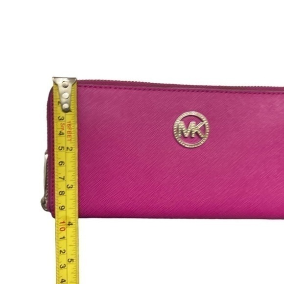 Michael Kors pink zipper clutch wallet with rhinestone mk rare